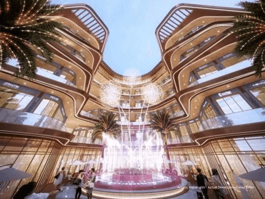 Atrium view at Migsun Lucknow Central — the central footfall driver between towers